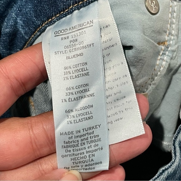 Good‎ American Good Classic Raw Hem High Rise Slim Comfort Stretch Denim Size 15 - Picture 8 of 12